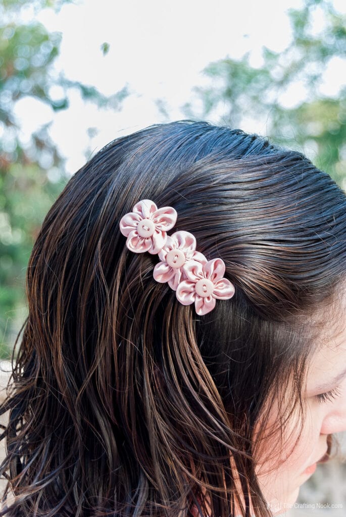 DIY Fabric Flower Hair Clips The Crafting Nook