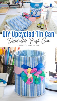 DIY Upcycled Tin Can Trash Can - The Crafting Nook