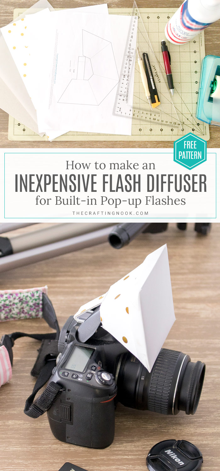 DIY Flash Diffuser for DSLR Built-in flash on a budget pinterest image two