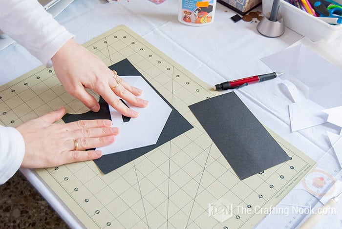 view of Placing diffuser pattern on black cardboard