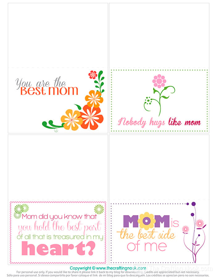 screen shot of Mother’s Day Mini Cards desing