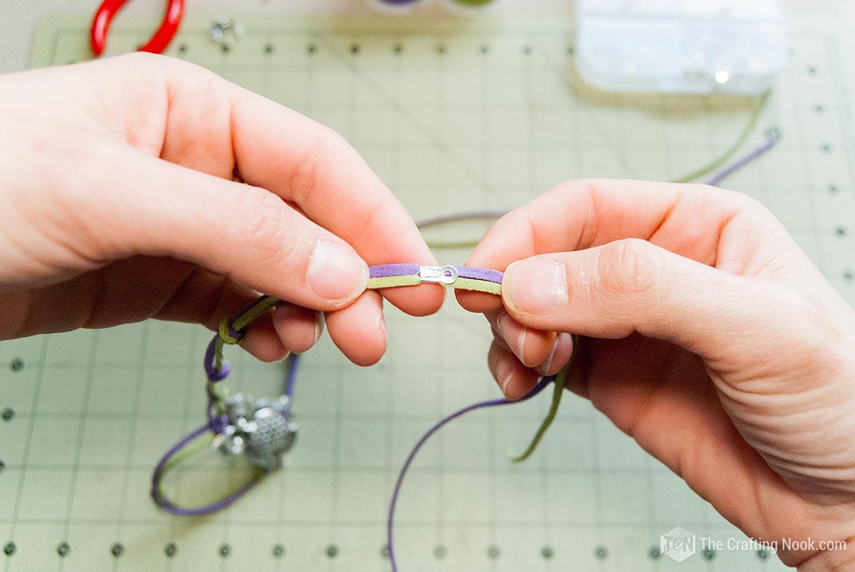 showing the clasp already attached to the laces