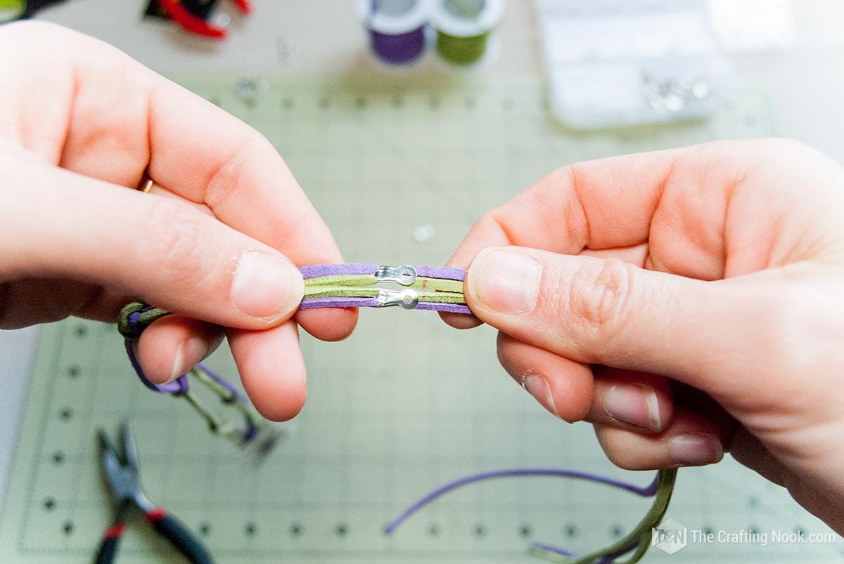 showing the clasps already fitted on both sides of the necklace