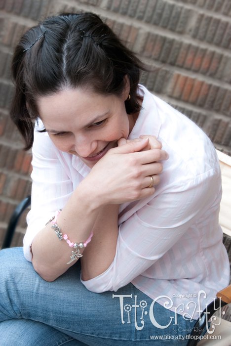 general view of me with Fairy tale bracelet in wrist