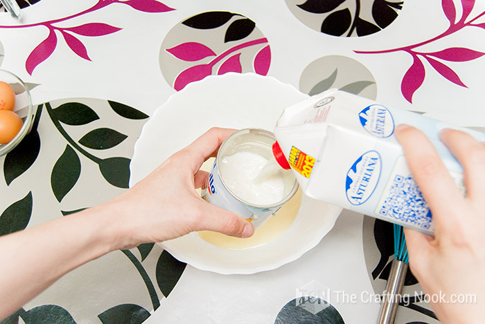 adding a can with milk