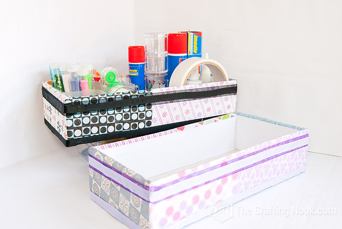 Desk Organizer Idea: Upcycled Boxes for Craft Supplies Storage