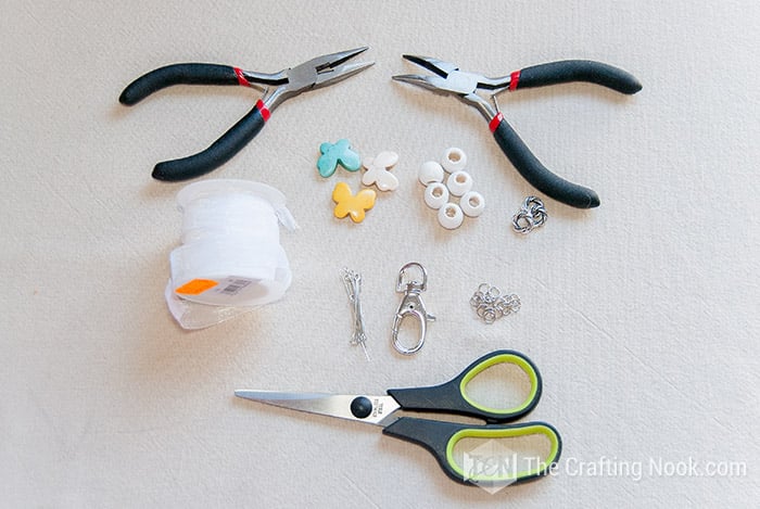 DIY Beaded Keychain with Butterflies supplies