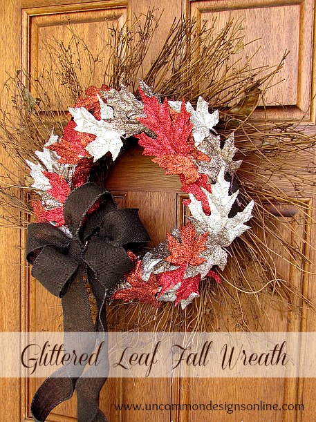 Glittery fall leaves  wreath by Uncommon Designs