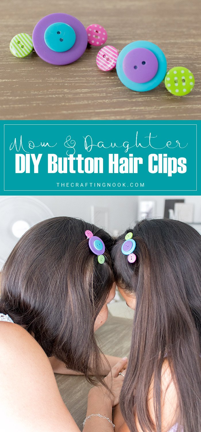 DIY Button Hair Clips Pinterest image