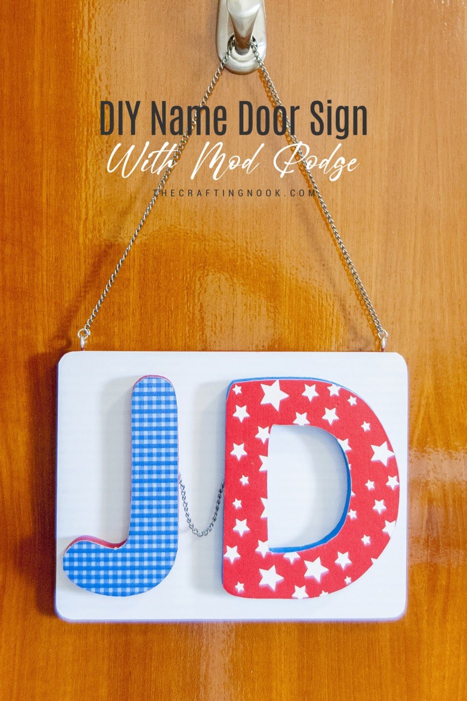 DIY Name Door Sign With Mod Podge for kids cover image with text overlay