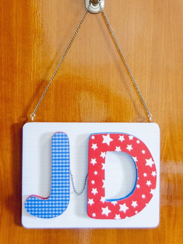 DIY Name Door Sign With Mod Podge for kids hanging on the bedroom door cover image