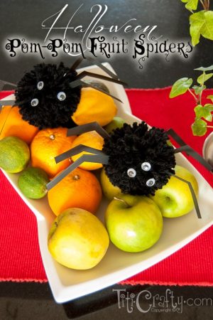Halloween Pom-pom Fruit Spiders Tutorial