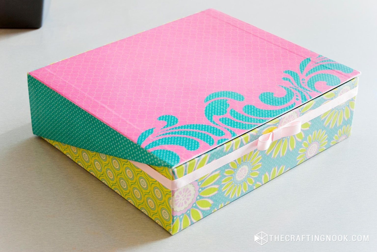 How to Mod Podge a Box with Scrapbook Paper - The Crafting Nook