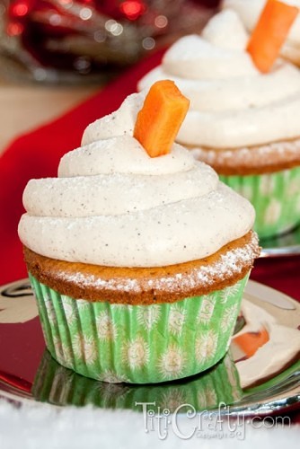 carrot cake cupcake with cinnamon buttercream frosting