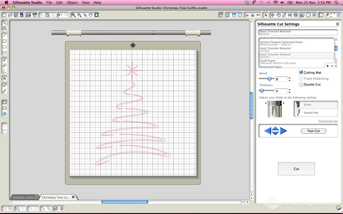 screenshot of the design on silhouette software