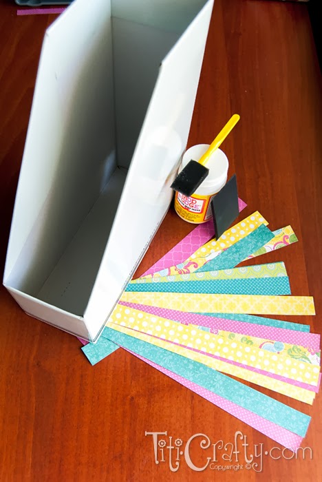 Washi Tape Inspired Mod Podge Paper Organizer supplies