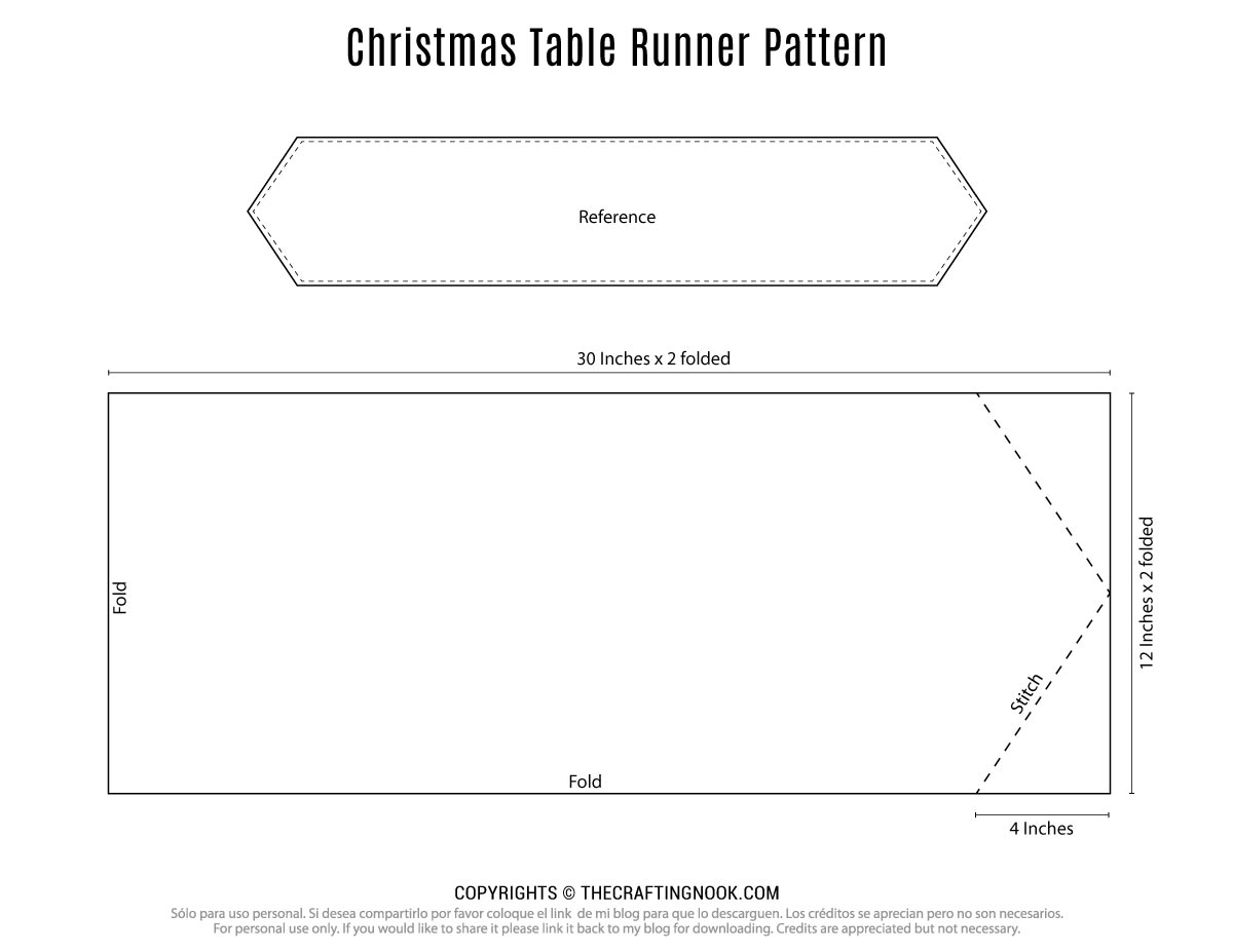 DIY Christmas Table Runner Pattern graphic plan