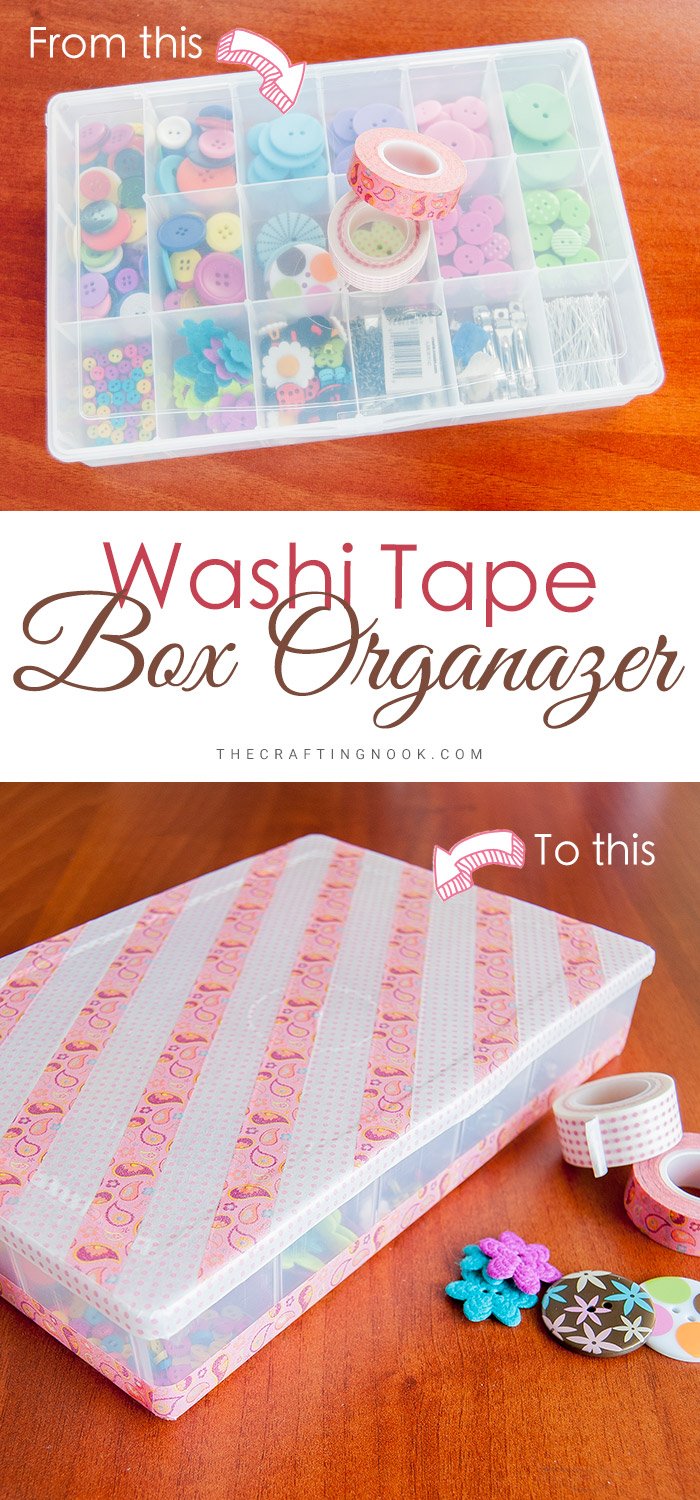 Washi Tape Box Organizer Pinterest image with title text overlay