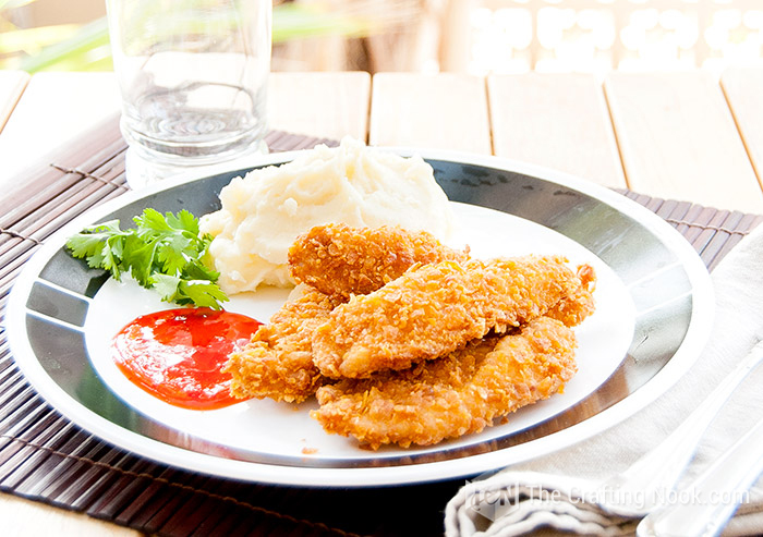 view of  Corn Flakes Chicken Tender Strips on plate