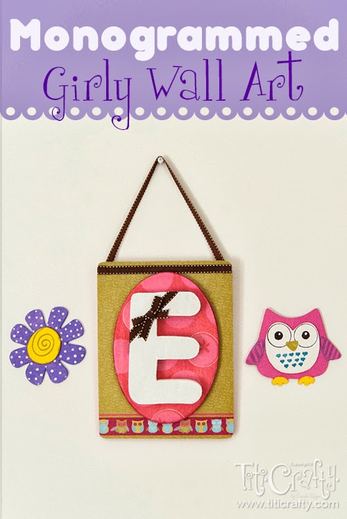 Mod Podge Monogrammed DIY Girly Wall Art #modpodge #monogramidea #modpodgeidea