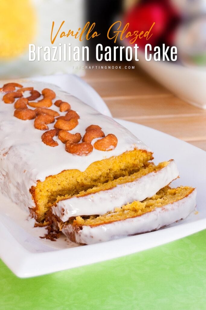 Brazilian Carrot Cake -Bolo De Cenoura Cover Image with title text overlay