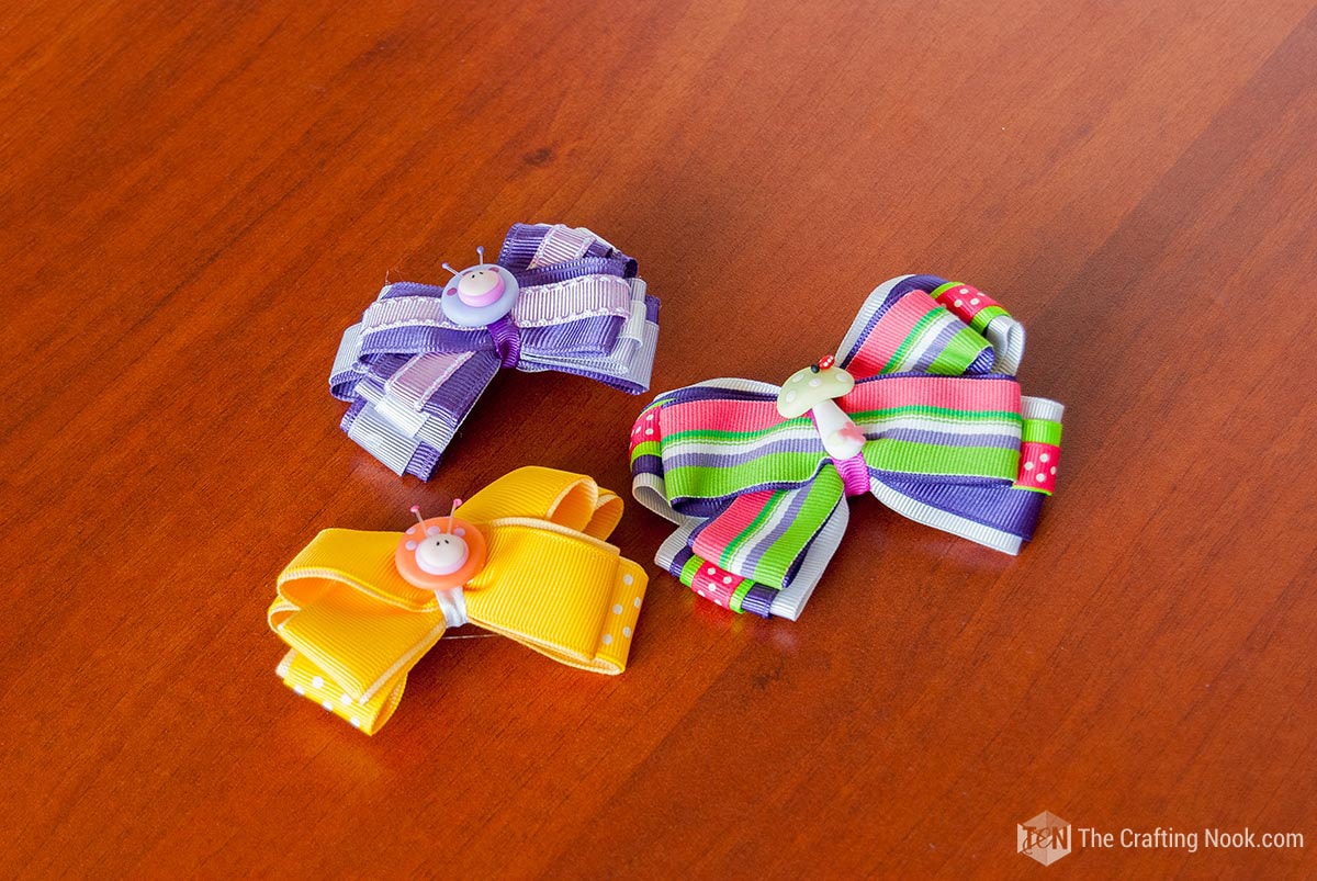 3 Girl upcycled bow hair clips