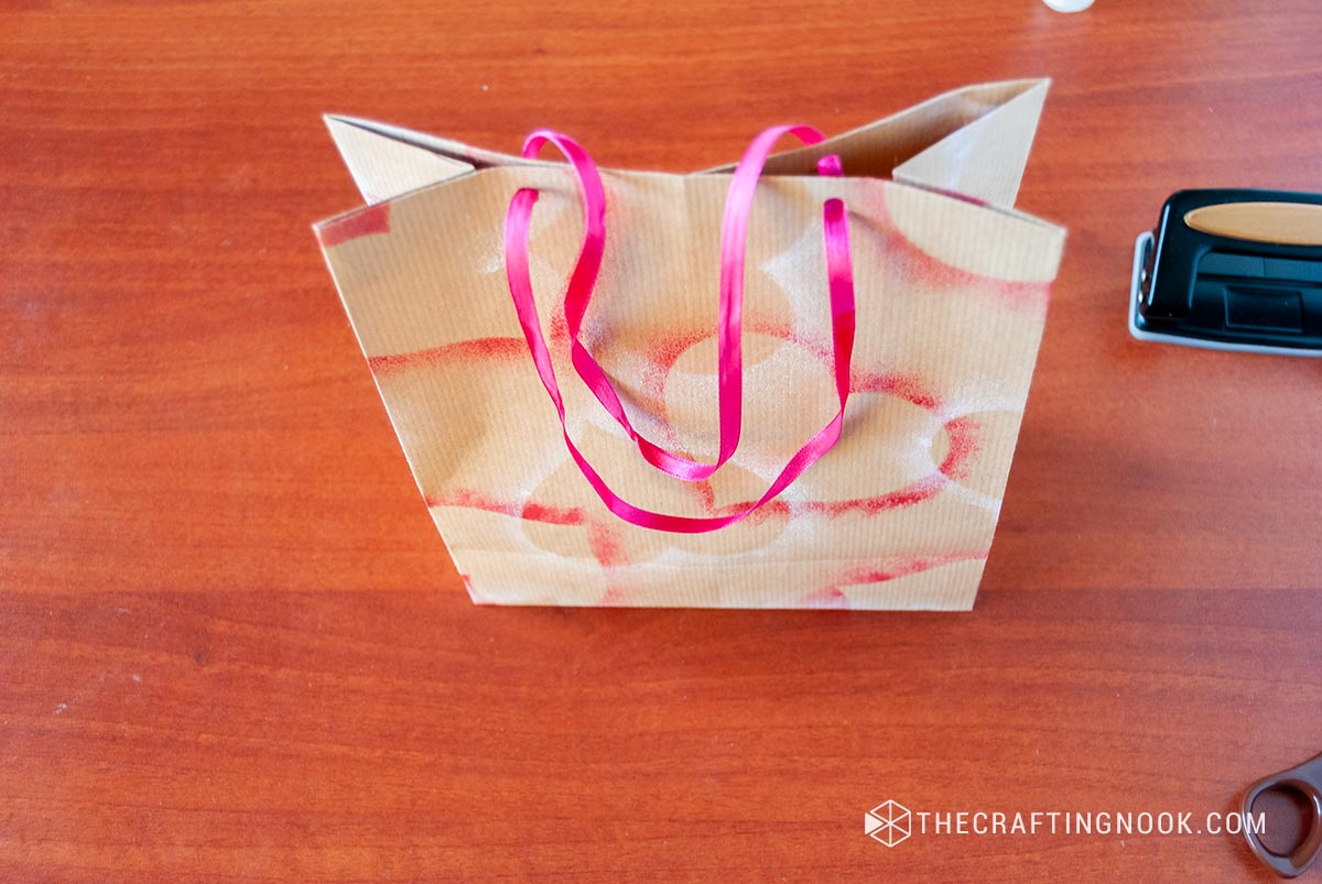 Overhead view of the wrapping paper bag