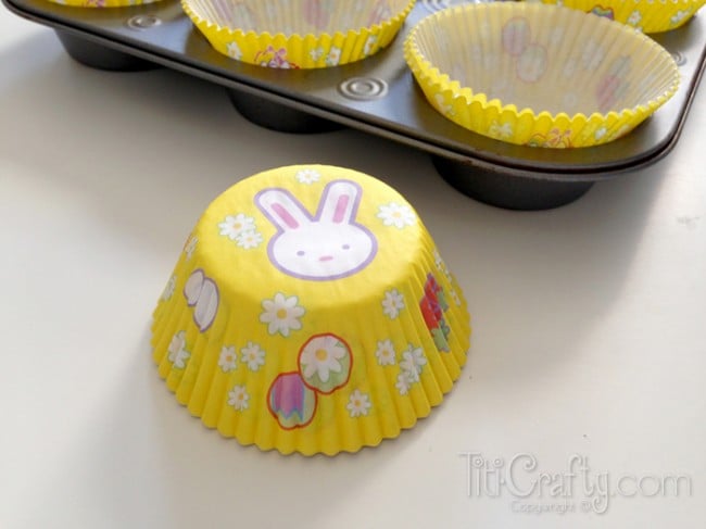 view of Cupcake wrappers with Easter patterned