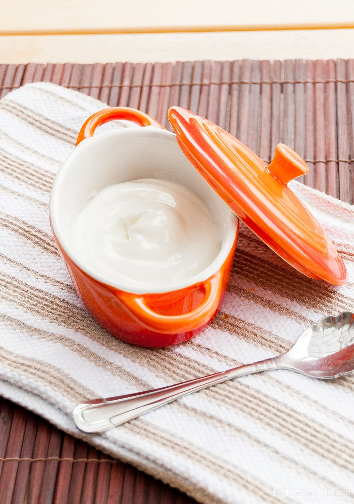 Homemade Mayonnaise Without Mustard Recipe inside a cute ceramic pot