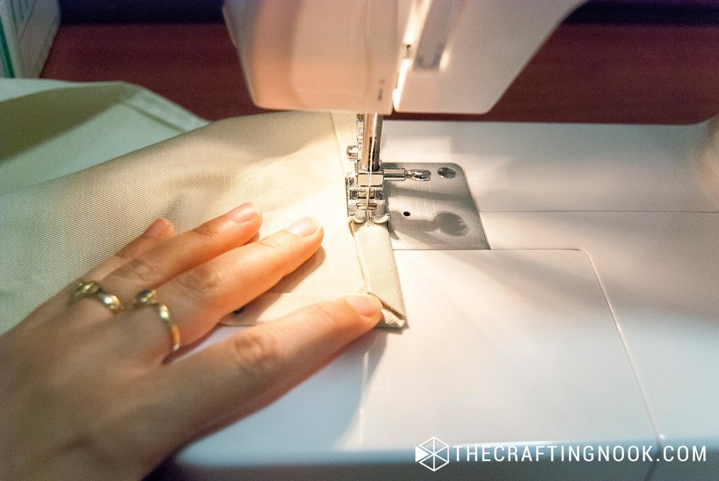 sewing the hem with a sewing machine