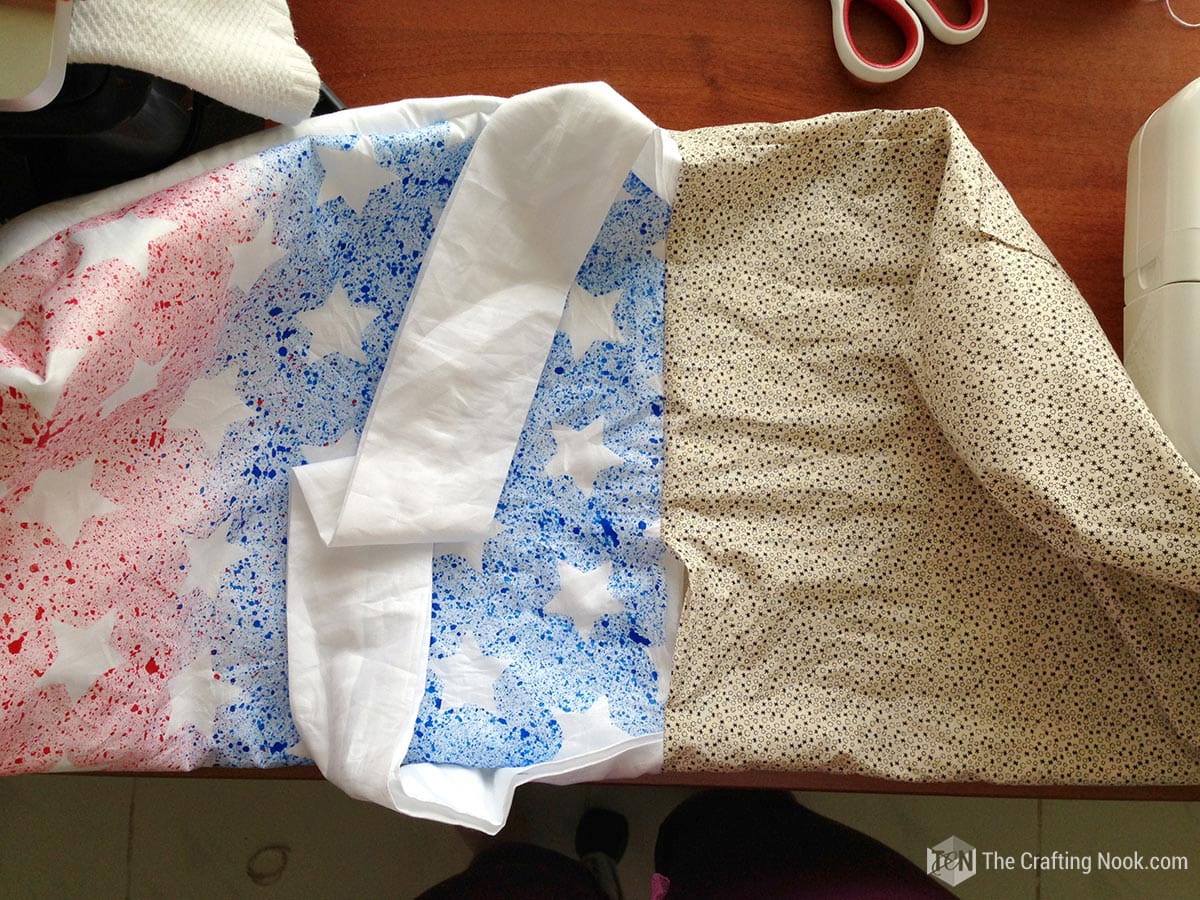 Patriotic tote bag turned inside out