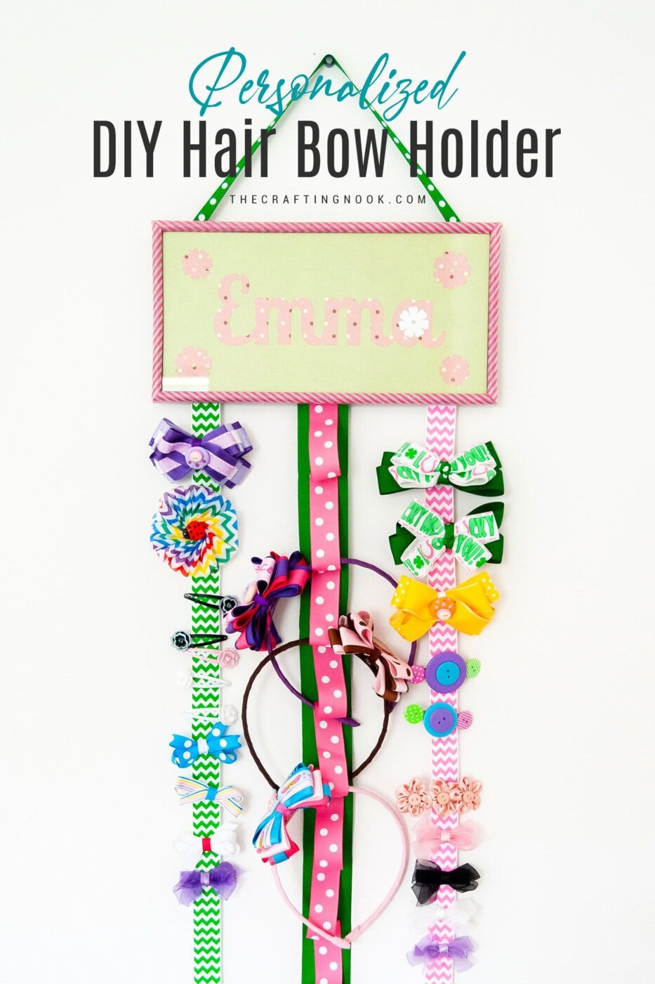 Personalized DIY Hair Bow Holder Tutorial cover image with title text overlay