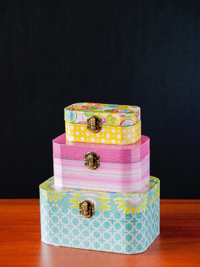 DIY Mod Podge Wooden Jewelry Boxes Tutorial Cover Image