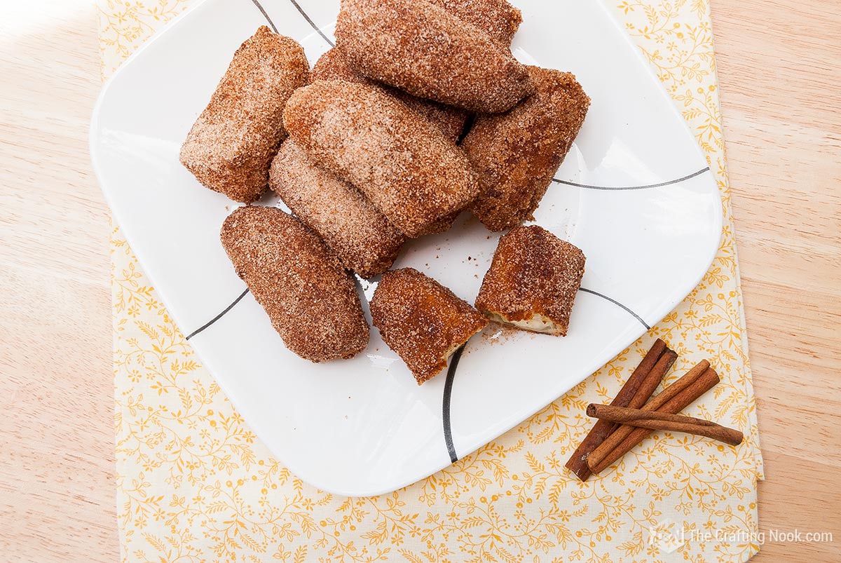 Traditional Brazilian Fried Bananas overhead view served on a plate