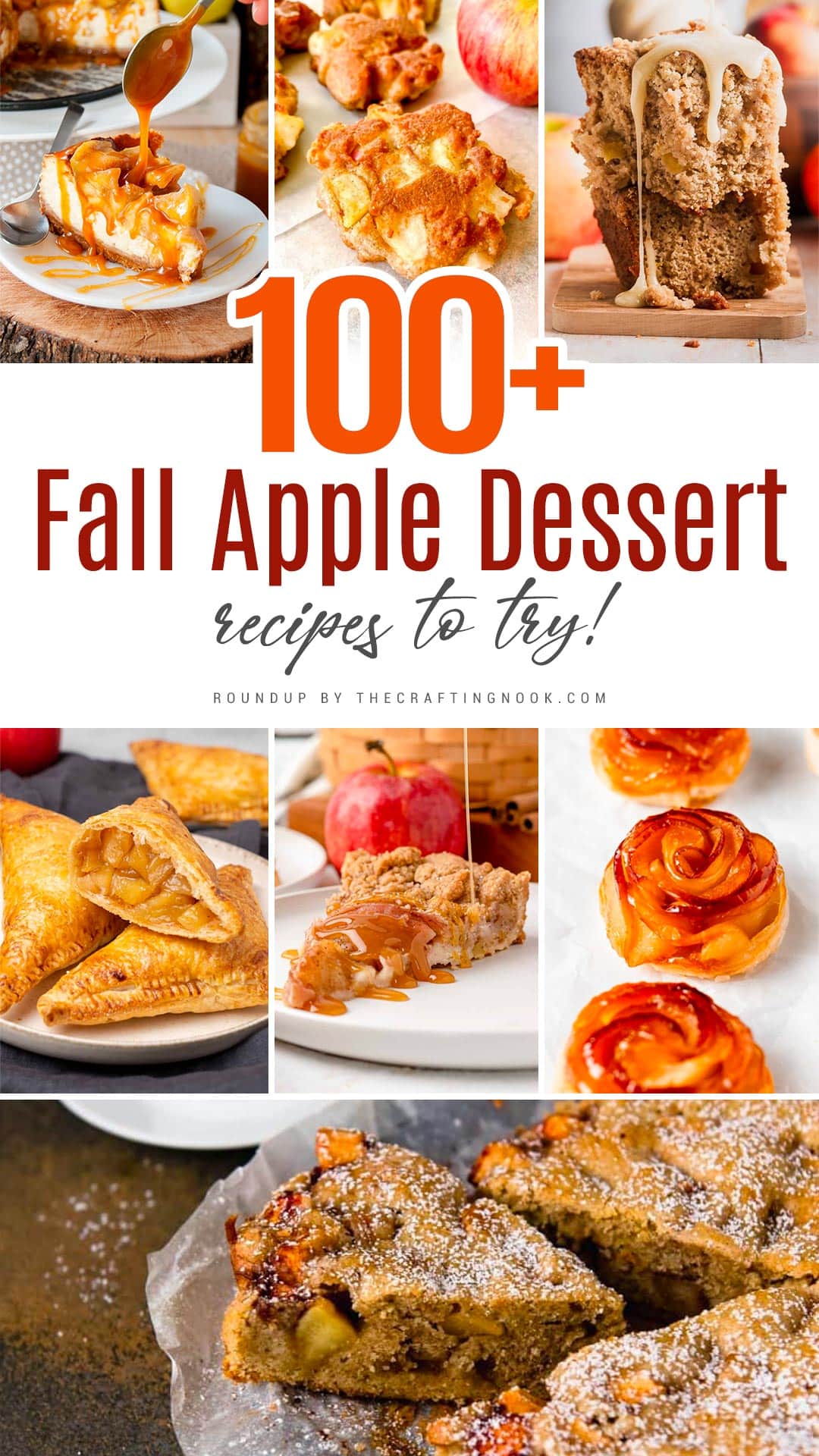 100+ Fall Apple Dessert Recipes to Try Pinterest Collage image with title text overlay