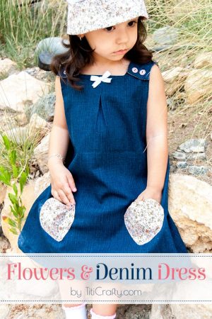 Flower & Denim Dress for Little Girls Tutorial #denimdress #dresstutorial