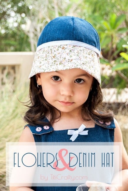 Flowers & Denim Hat for Little Girls Tutorial #sewingtutorial #denimhat