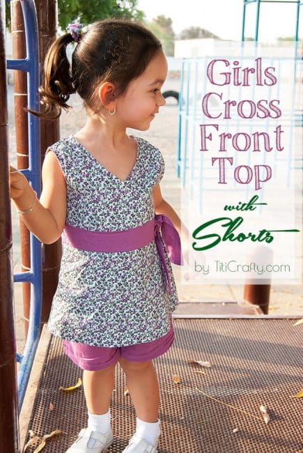 Girls Cross Front Top with Shorts #Tutorial #sewingproject #sewingforgirls