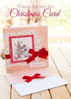 Flowery Pink and Red Christmas Card Tutorial #Christmascard #christmas