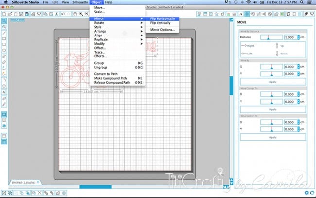 Screen-Shot of silhouette software object menu displaying