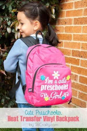 Cute Preschooler Heat Transfer Vinyl Backpack #Tutorial #silhouetteproject #heattransfervinyl