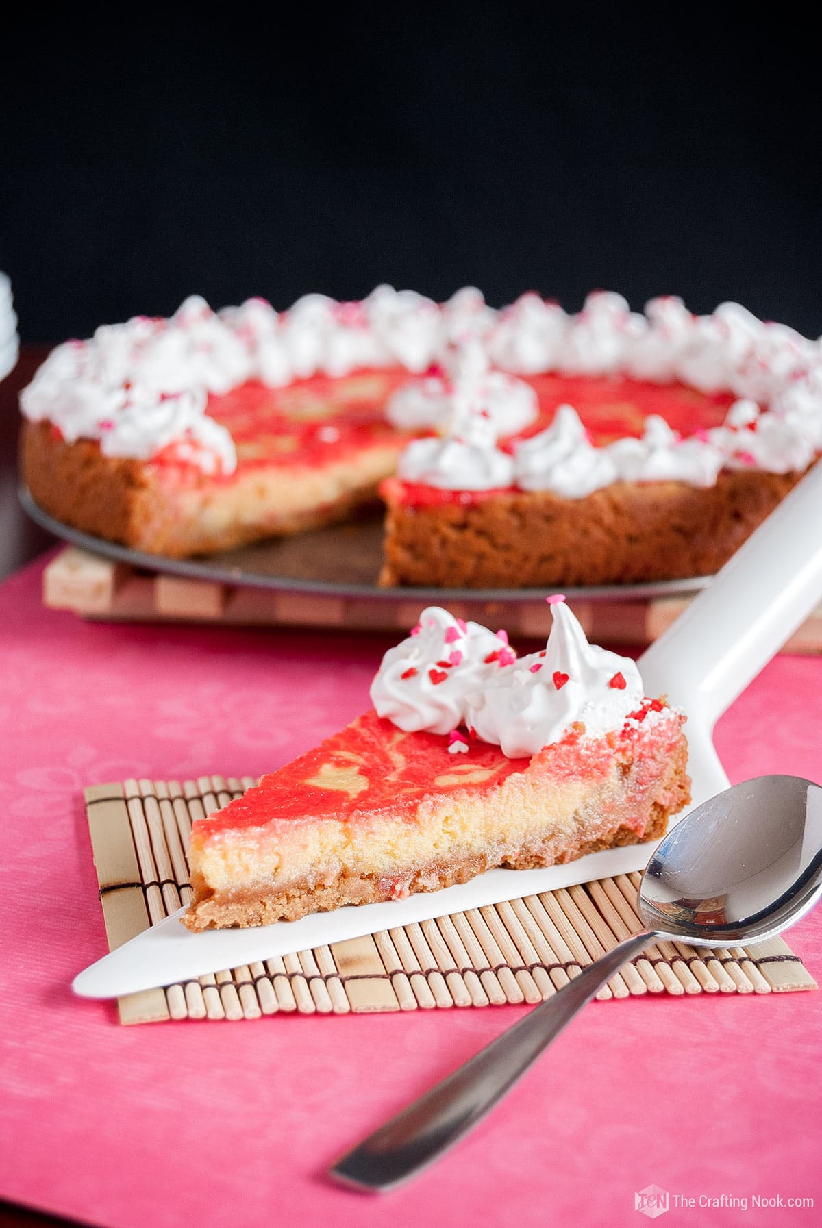 Closer view of the Cherry Lime Pie Recipe served