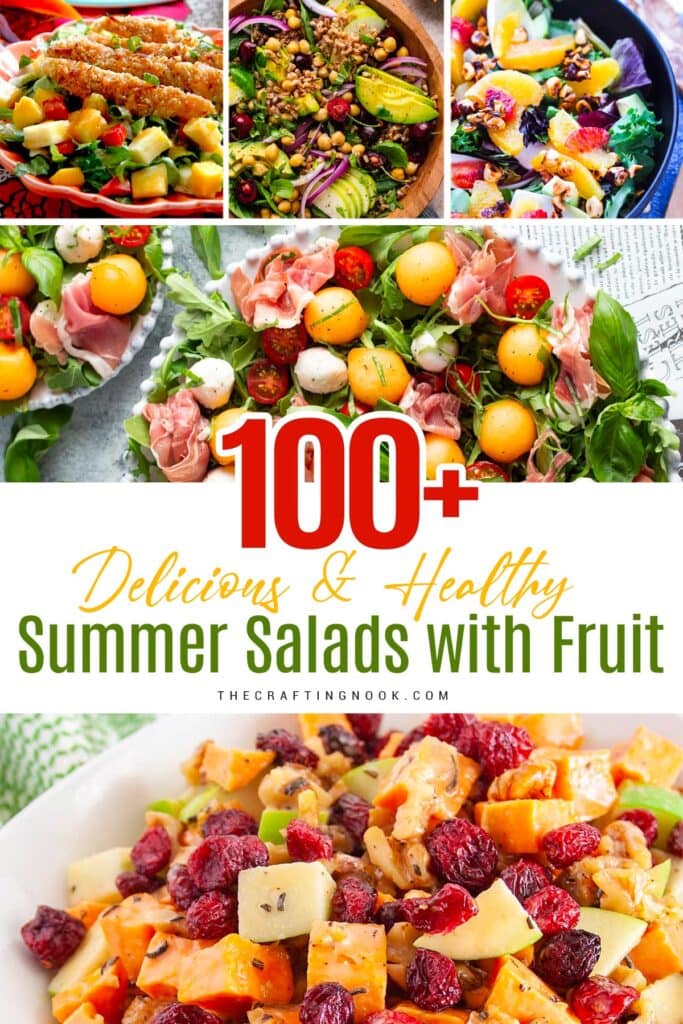 100+ Healthy Summer Salads with Fruit Recipes cover photo collage with Title text overlay