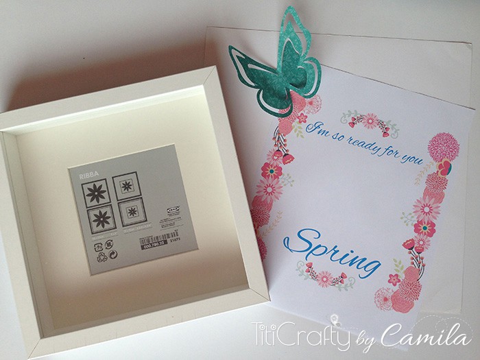 Butterfly Shadow Box Supplies with 3D Ribba frame and free printable view