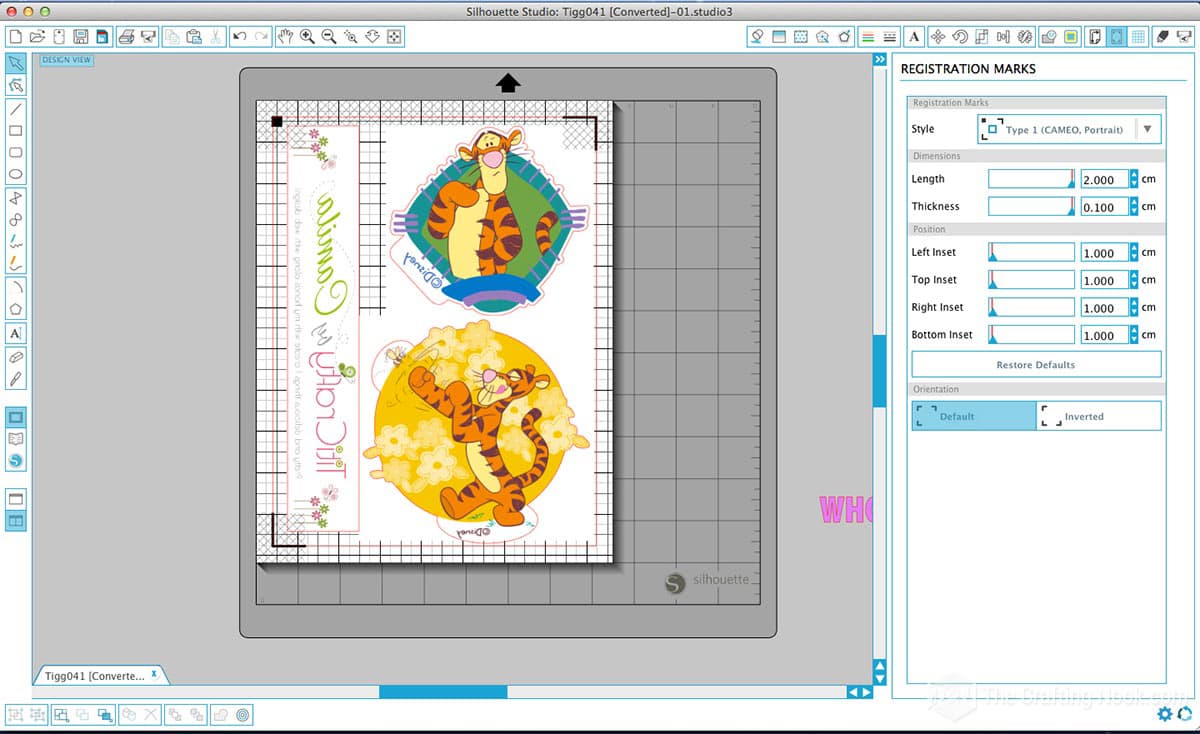 screenshot of silhouette studio software with the design mirror flipped