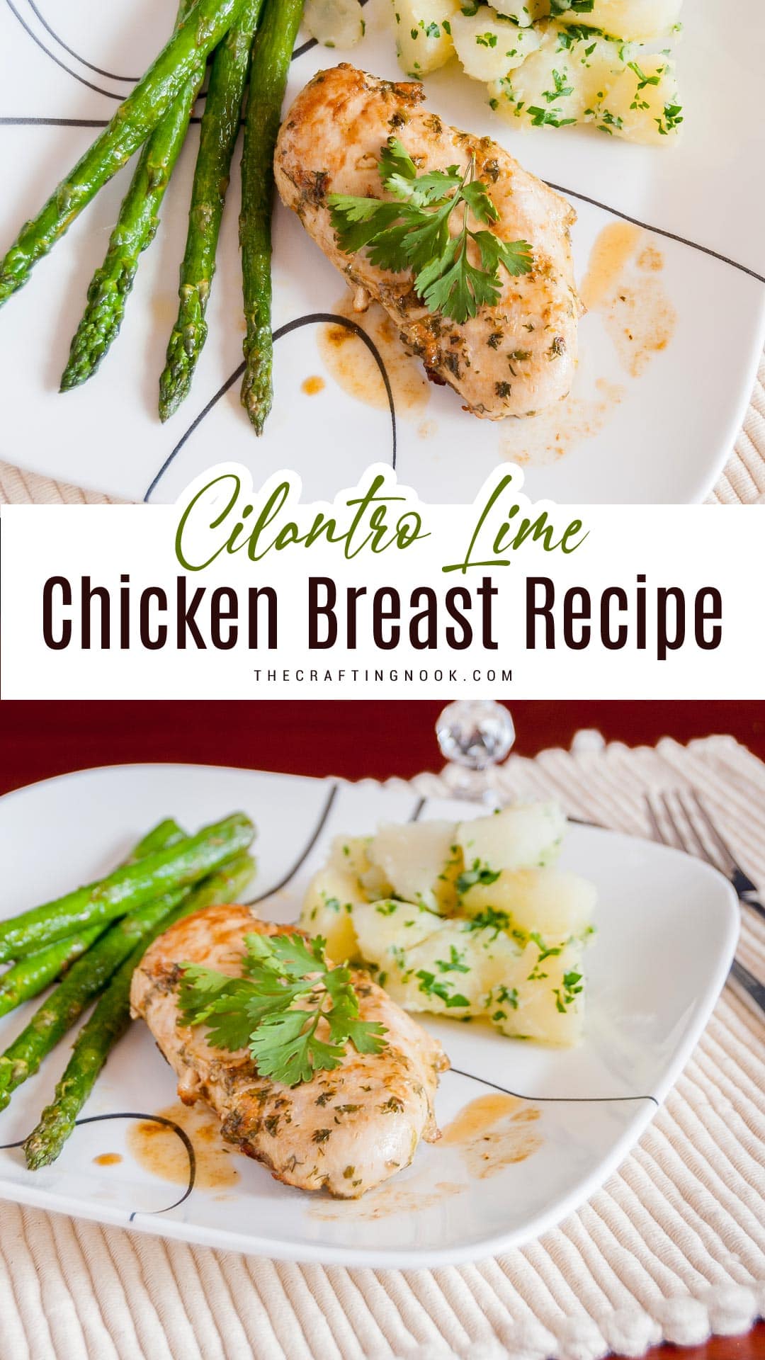 Cilantro Lime Chicken Breast Recipe Pinterest image with title text overlay