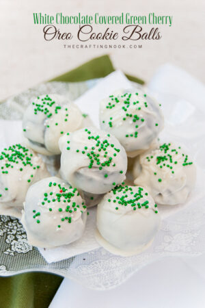 White Chocolate Covered Green Cherry Oreo Cookie Balls