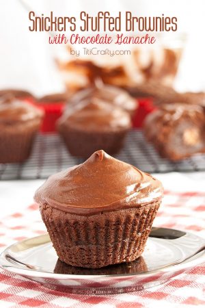 Snickers Stuffed Brownies with Chocolate Ganache Recipe #browniesrecipe #ganachereceipe #stuffedbrowniesrecipe