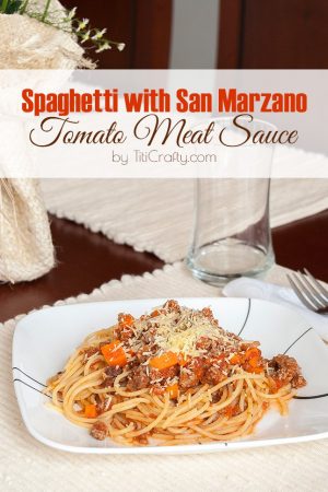 Spaghetti with San Marzano Tomato Meat Sauce #Recipe #Mothersdaylunch #barillapasta #barilla