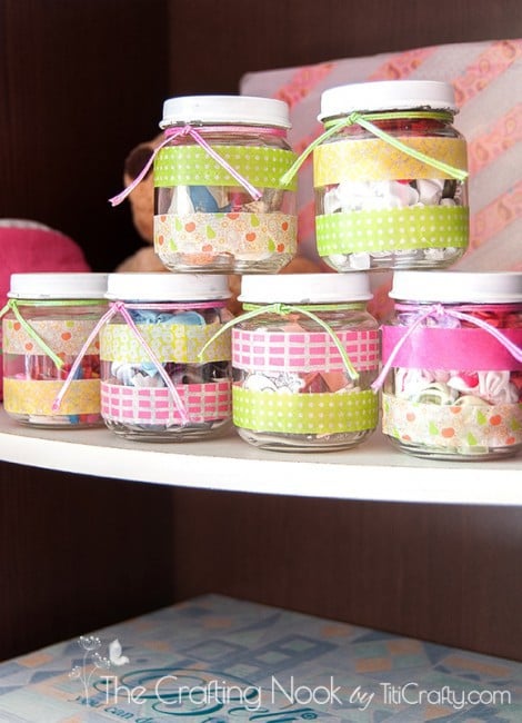 view of Washi Tape Recycled Jars piled